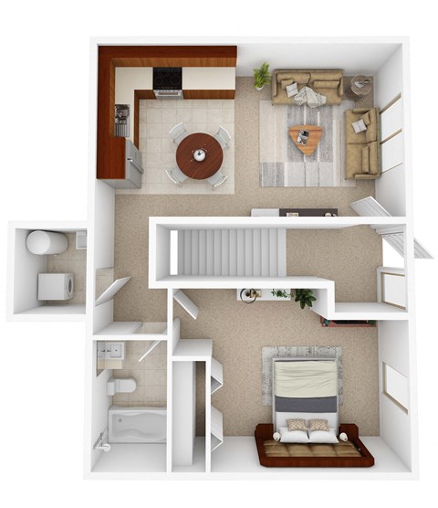 Floor plan for 1 bed, 1 bath, 623 sqft